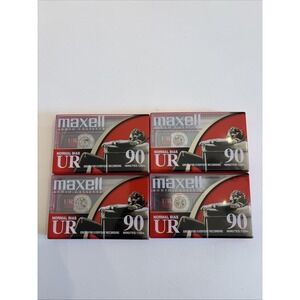 Maxell UR 90 Minute Blank Audio Cassette Tapes Lot‎ 4 Normal Bias New Sealed